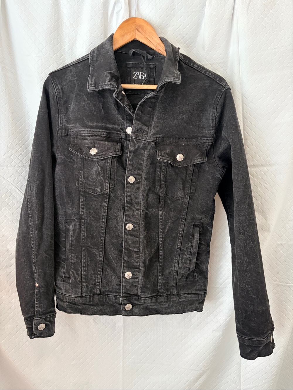 ZARA Black Washed Denim Jacket - Women's